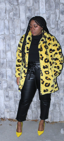 Yellow Leopard Print Coat