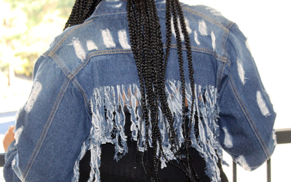 Fringe Cropped Denim Jacket