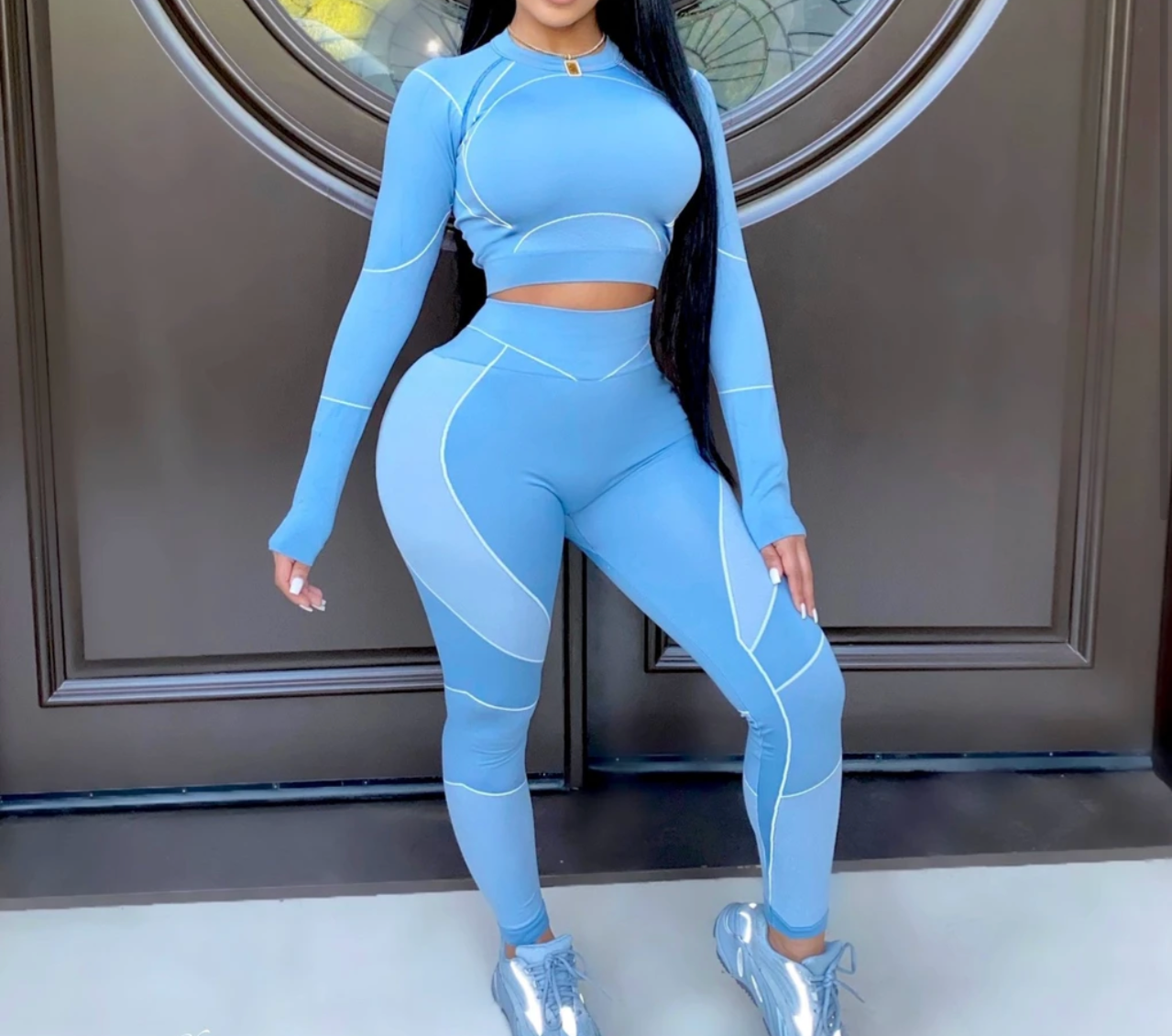 Pretty Active Legging Set - Sky Blue