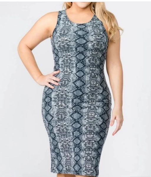 Snake Print Dress (Grey)