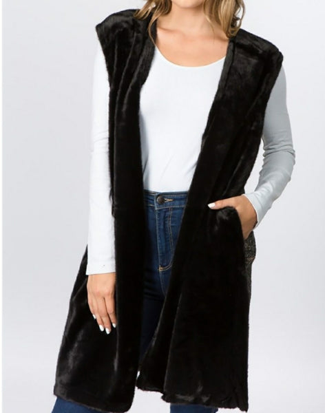 Plaid Fur Vest (Black)