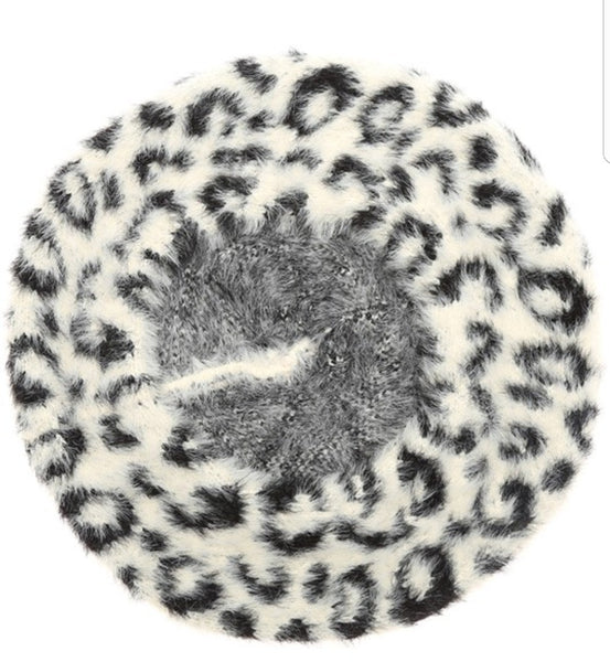 Leopart Print Beret Hat