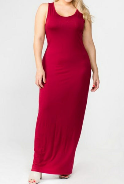 Curve/Plus Tank Dress - Burgundy