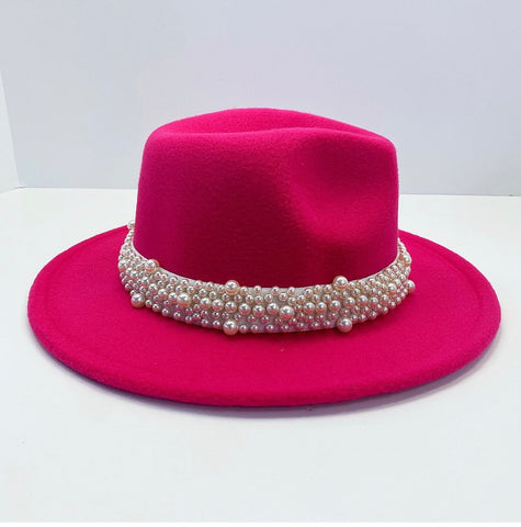 Hot Pink Pearl Fedora