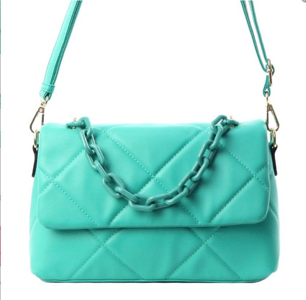 Teal Quilted Handbag