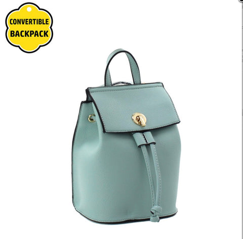 Two Way Handbag - Mint (can be worn as a backpack or a crossbody)