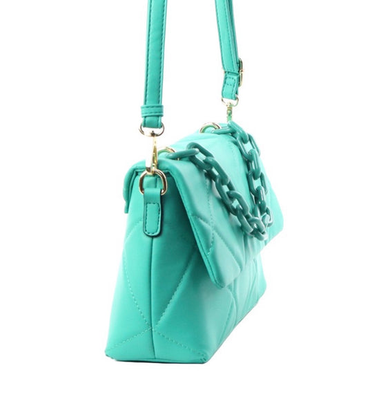 Teal Quilted Handbag