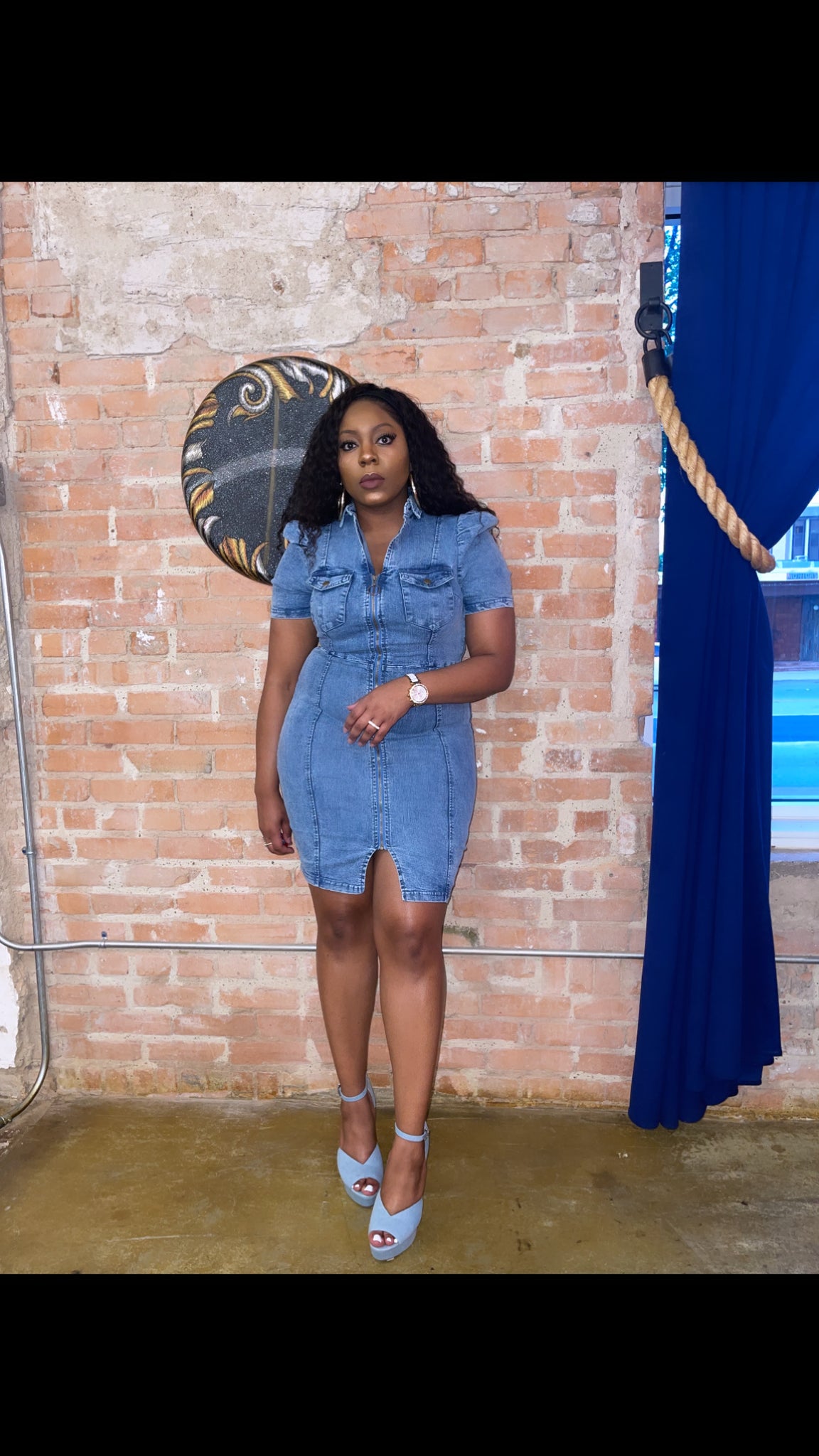 Denim Zip Puff Sleeve Dress - Light Wash All That Style Boutique Denim Zip Puff Sleeve Dress - Light Wash All That Style Boutique